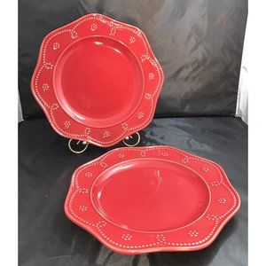 Set of 2 Food Network Fontinella Red 11" Stoneware Dinner Plates